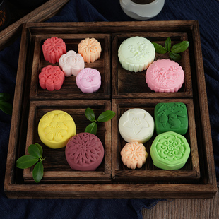 仿真中式 饰摆件 糕点假桂花糕模型绿豆糕米糕小吃食物道具玩具装