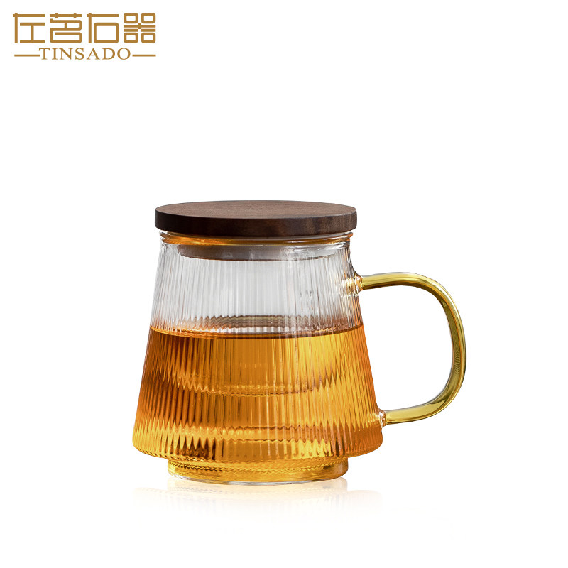左茗右器竖纹玻璃杯茶水分离泡茶杯茶道杯耐热过滤水杯子大容量,餐饮具,茶杯,淘宝优惠券,粉丝福利购,淘宝优惠卷