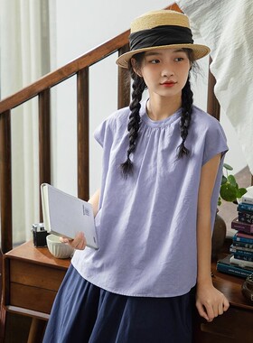 缝图F127亚麻衬衫女夏季薄款日系休闲衬衣原创宽松上衣裁缝做衣服