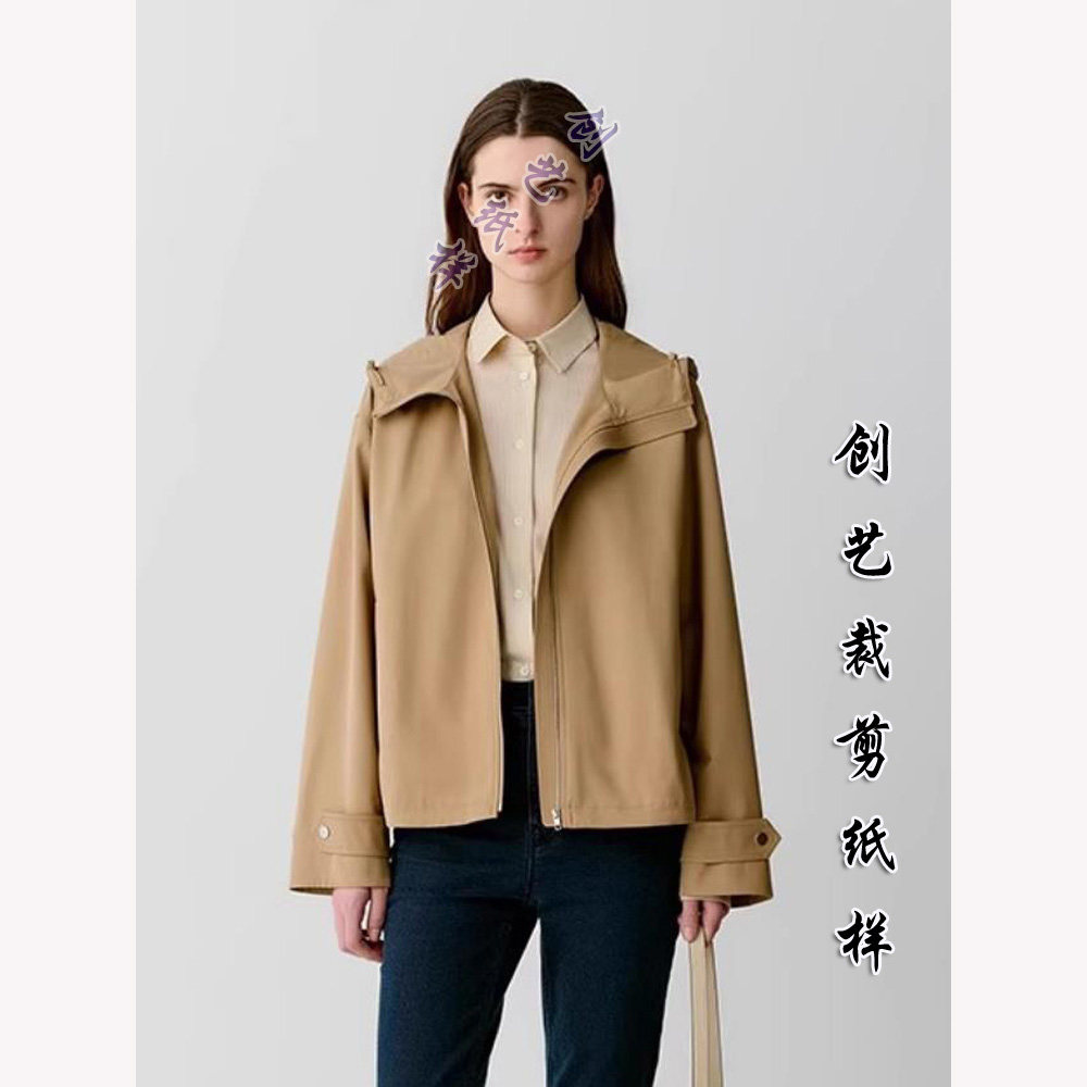 创艺大衣外套牛皮纸连帽女装