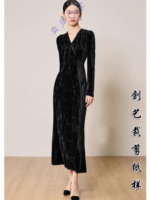 创艺纸样连衣裙牛皮纸秋冬春款女