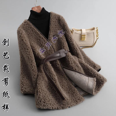 创艺纸样外套女牛皮纸新款中长款