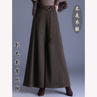 创艺阔腿裤女牛皮纸新款裁剪图
