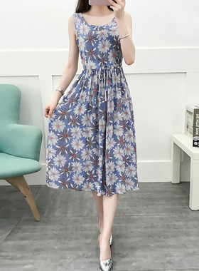 diy实样裁剪图 C199夏季新款棉绸连衣裙女中长款长裙无袖创艺纸样