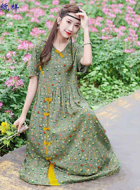 做衣服图纸样民族风CX110女装连衣裙夏薄款宽松显瘦麻棉长裙版纸