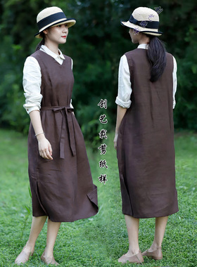 纸样版纸CX180新款纯亚麻背心无袖连衣裙宽松简约女装1:1实样裁剪