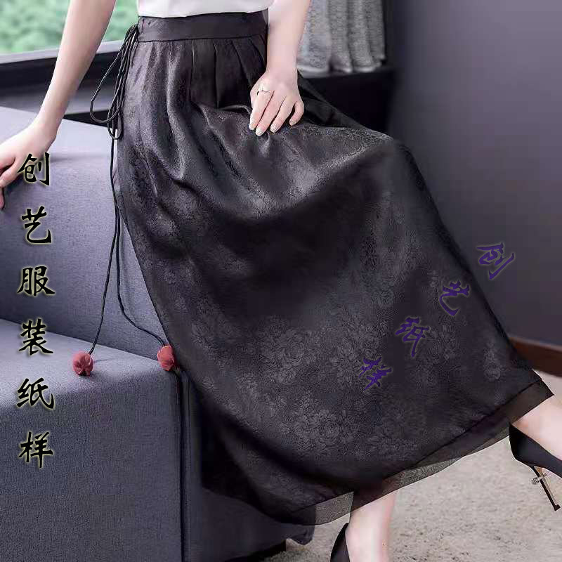 创艺香云纱半身裙春秋裁剪图新款