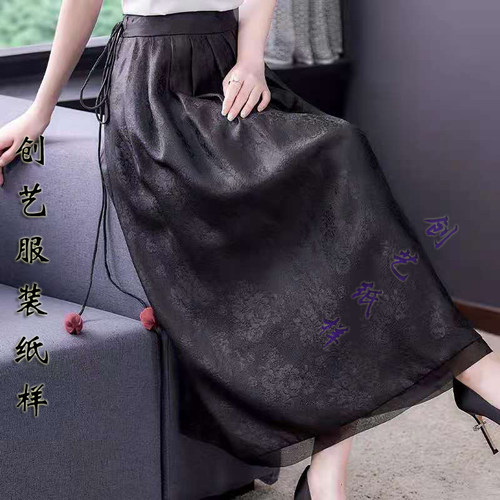 创艺香云纱半身裙春秋裁剪图新款