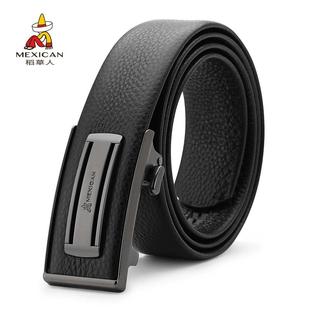 稻草人皮带男真皮内穿式自动扣腰带男士内扣头层牛皮百搭内穿裤带