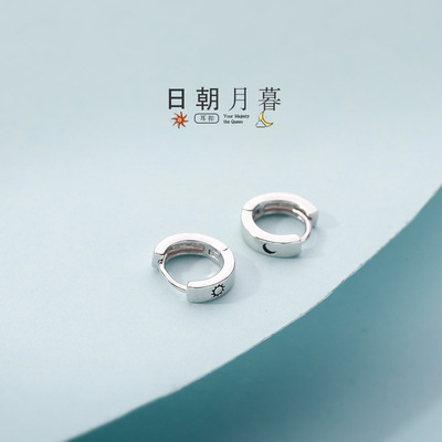 太阳月亮耳圈女2021年韩国风气质个性日月耳扣式耳环酷帅网红耳饰