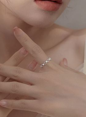 925银爱心戒指女小众设计指环轻奢精致ins甜美开口戒情人节送女友