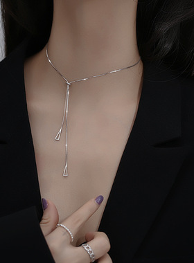 小众轻奢流苏纯银项链女