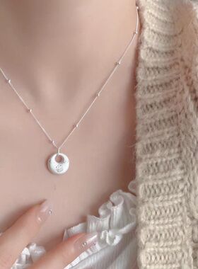 新中式祥云小胖福银项链女平安扣吊坠小众简约锁骨链送女友礼物