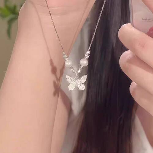 蝴蝶项链女新中式小众设计轻奢精致气质温柔仿珍珠高级感锁骨链