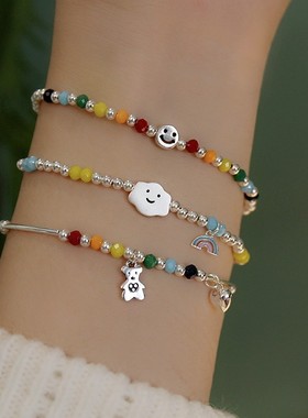 彩虹串珠925小众设计女生