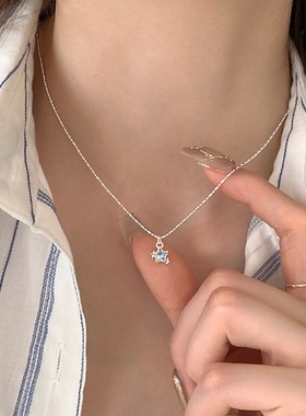 925纯银蓝色星星项链女款2025新款爆款小众设计轻奢高级感锁骨链