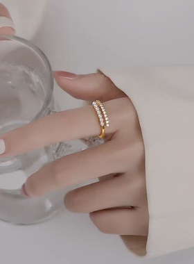 珍珠戒指女2024年新款潮时尚个性网红简约冷淡风小众设计食指环