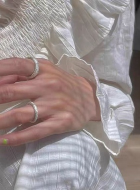 璀璨星河925纯银磨砂戒指女小众轻奢冷淡高级感时尚个性开口指环