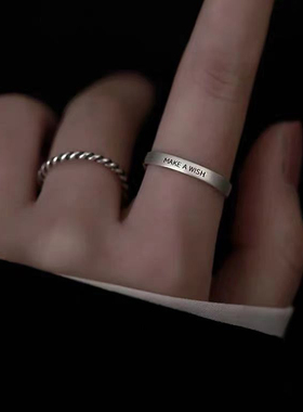 925纯银英文戒指开口女