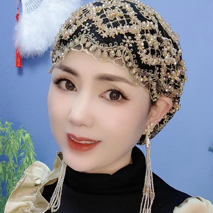 盖头蕾丝帽子女头巾帽盖头女回帽子时尚纱巾遮发包头帽镂空流苏帽