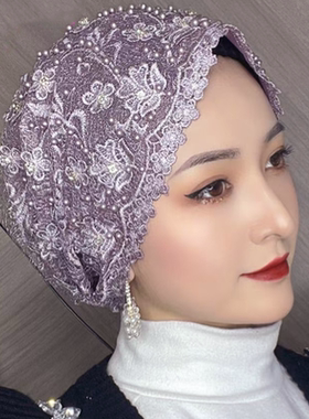 头巾帽子时尚纱巾盖头女遮发帽子