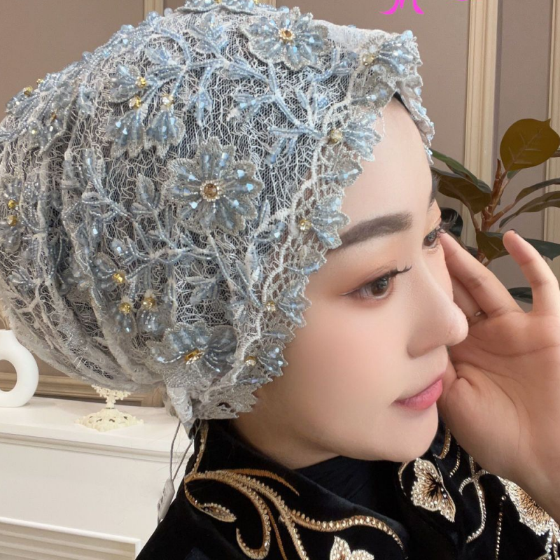 回头巾帽女流苏透气遮白发帽