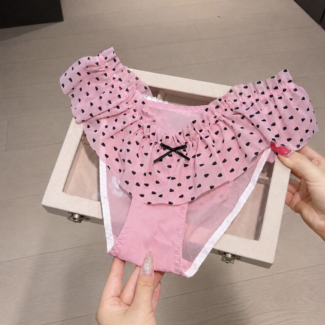 【法式甜屿私语】蕾丝网纱内裤女纯欲可爱性感波点少女蕾丝三角裤