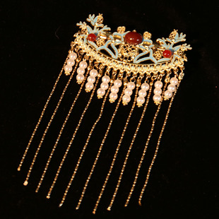 汉服珍珠流苏后压简约头饰发钗明制古风发梳复古宋明发饰配饰饰品