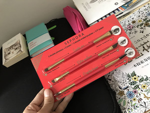 朱釉，限量化妆刷  中国红化妆刷  眼影刷工具刷子眼线眉粉 3件装