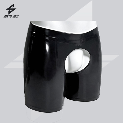 JUNTO JOLT男士乳胶开孔平角内裤  latex英国4D RR胶片 JJ胶cos服