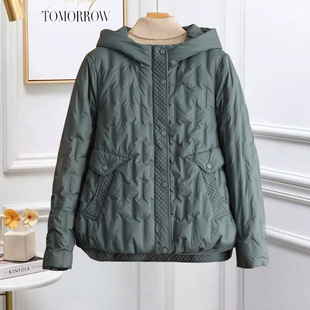 小个子白鸭绒时尚 2025新款 洋气宽松连帽加厚外套 羽绒服女短款 冬季