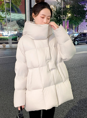 2024冬季新款羽绒服女中长款设计感小众白鸭绒小个子高级感厚外套