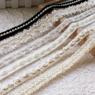 手工diy服装辅料小香风订珠金丝蕾丝花边宽衣袖口装饰批发零售