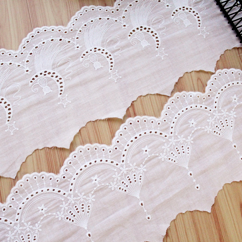 精致羽毛图纹棉布刺绣蕾丝花边 手工diy服装衣袖口裙摆边装饰辅料