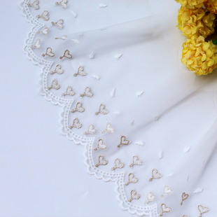 饰辅料 洋裙摆窗帘布艺家纺装 金线刺绣网纱蕾丝花边 手工diy服装