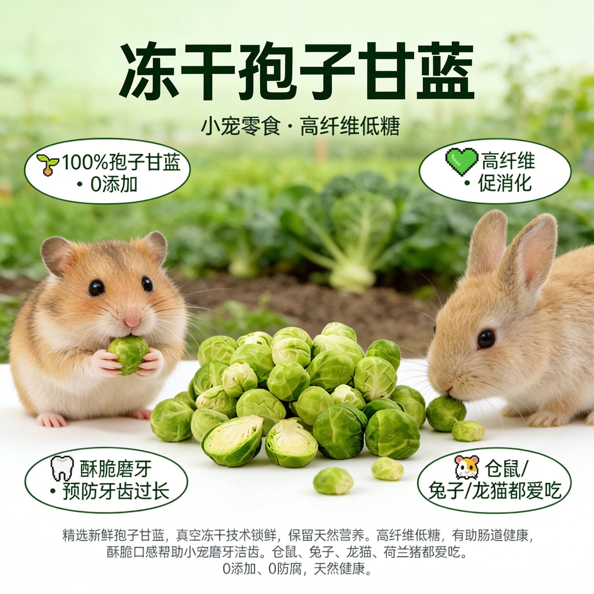 仓鼠粮食冻干孢子甘蓝宠物冻干蔬菜金丝熊兔子磨牙营养零食大礼包