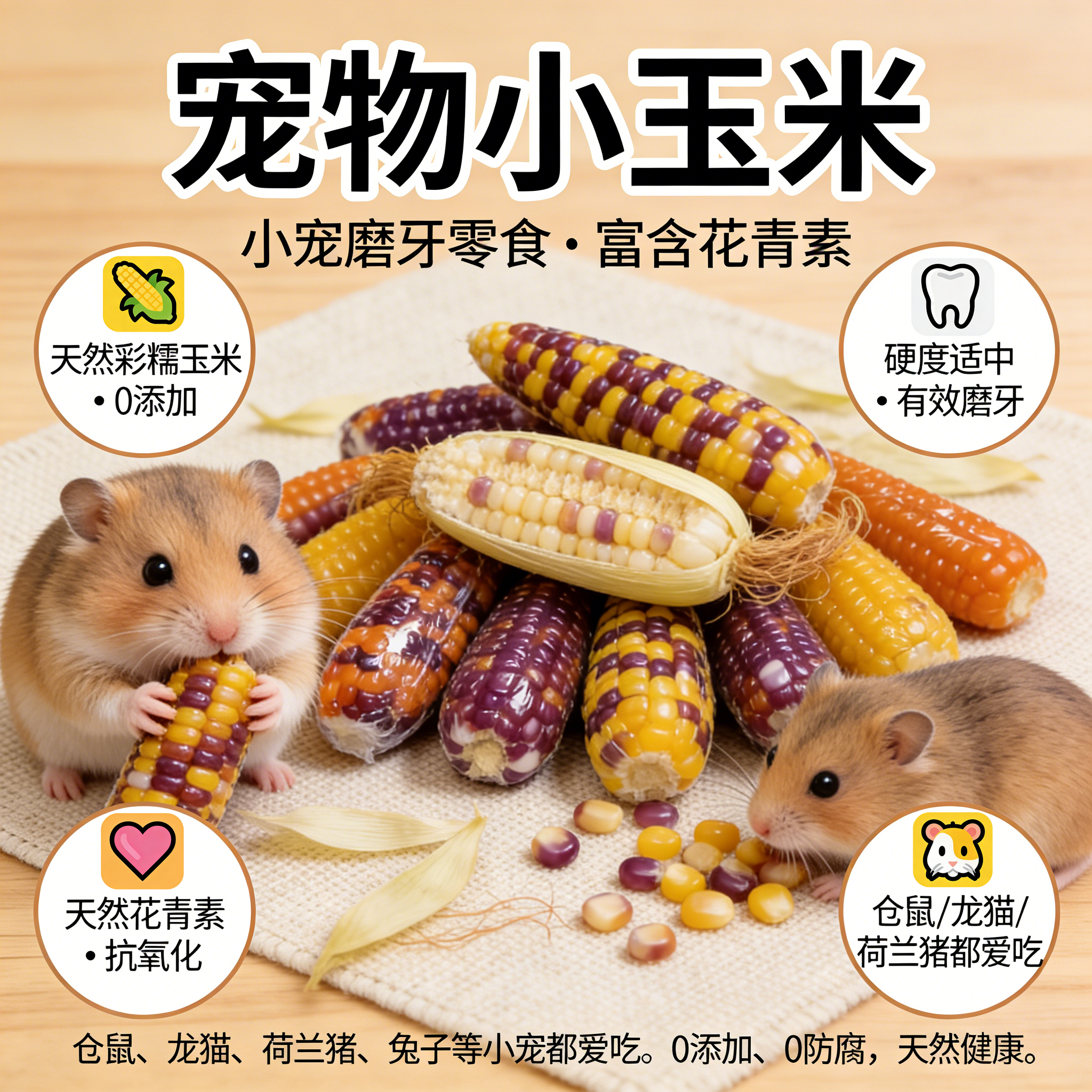 迷你磨牙玉米棒宠物零食仓鼠金丝熊鹦鹉兔子自然晒干无添加真空装