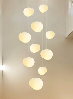 奶油风简约楼梯吊灯创意长线别墅客厅楼梯间挑空loft复式楼大吊灯