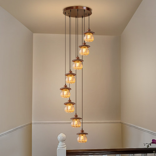 中古风复古loft复古楼梯间长吊灯