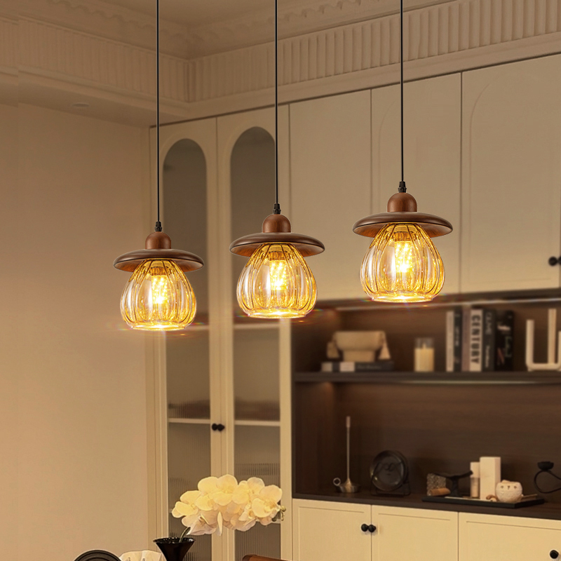 新中式美式复古餐厅吊灯三头灯饰