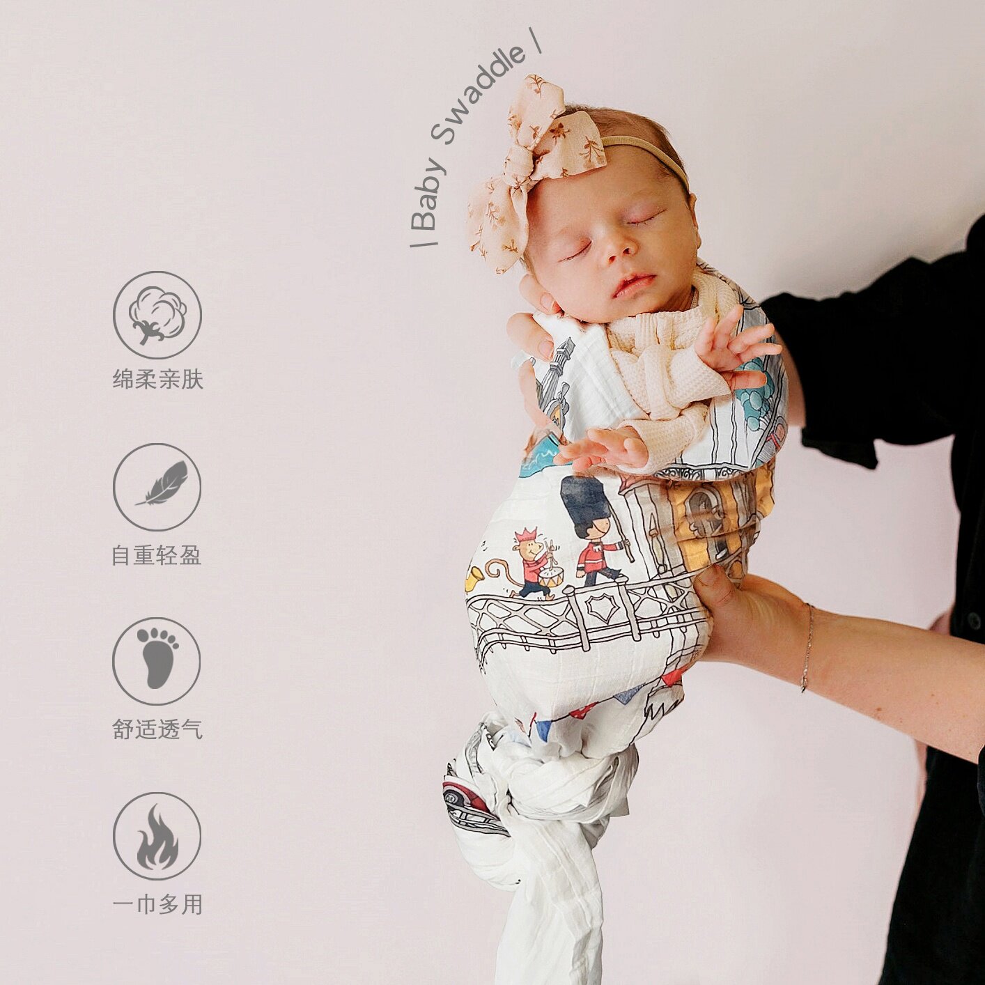 新生婴儿包巾防惊跳包被纱布有机棉床笠初生宝宝产房包单四季抱被