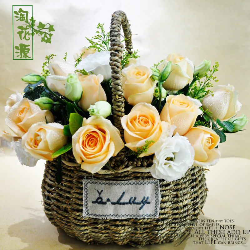 成都鲜花花篮同城速递生日结婚开业乔迁礼盒绣球玫瑰康乃馨手提