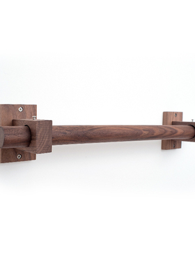 AUGEHOME 手工DIY天然黑胡桃木实木罗马杆窗帘杆高端民宿轻奢法兰