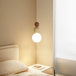 长条吊灯设计师款床头柜垂线灯法式奶油风床头长线吊灯葫芦串造型