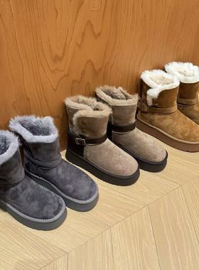 H55女鞋圣彼得冬令时2025冬季新款圆头厚底氛围感时尚超厚雪地靴