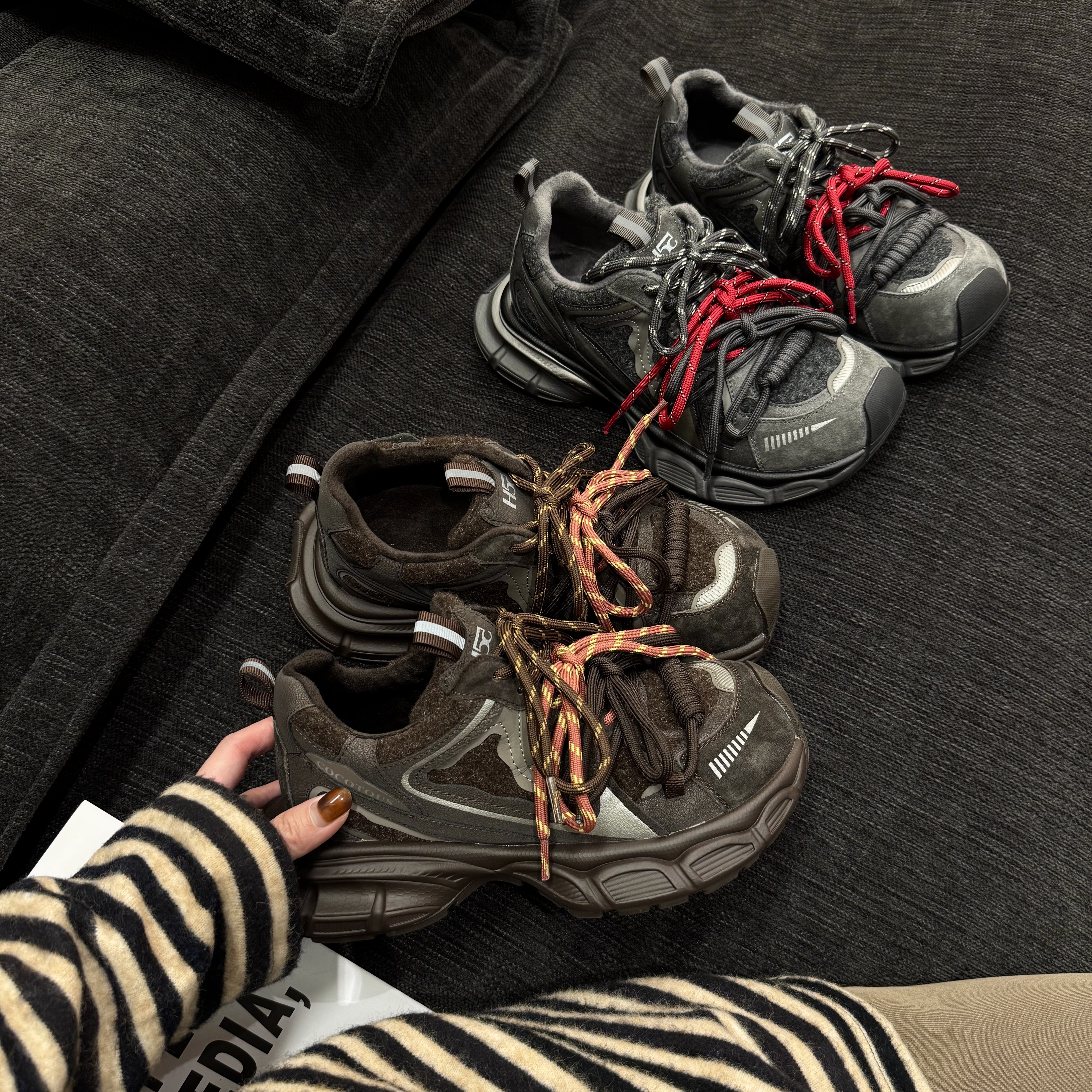 H55女鞋巴赫旧约2025冬季新款重工棉里休闲厚底美式百搭老爹鞋