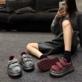 H55女鞋 休闲拼色女鞋 野性美学新款 厚底原创手工百搭板鞋