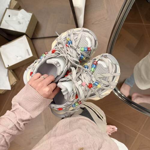 H55女鞋重工彩虹糖串珠积木2026春夏新款厚底增高休闲巴黎老爹鞋