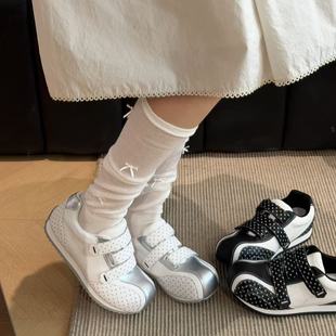 H55女鞋邂逅波卡尔2026春季新款魔术贴厚底圆头休闲百搭德训鞋女