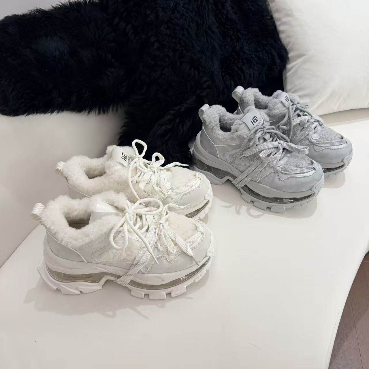 H55女鞋鎏金珠光2025冬季新款厚底百搭增高休闲运动气囊老爹鞋,女鞋,老爹鞋,淘宝优惠券,粉丝福利购,淘宝优惠卷